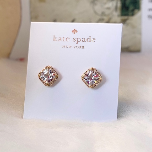 NEW KATE SPADE ♠️ CRYSTAL GOLD STUDS - Picture 2 of 6